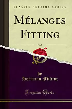 Couverture du produit · Mélanges Fitting, Vol. 1 (Classic Reprint)