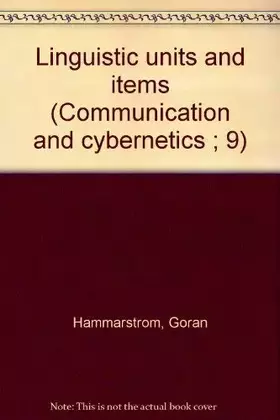 Couverture du produit · Linguistic units and items (Communication and cybernetics  9)