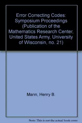 Couverture du produit · Error Correcting Codes: Symposium Proceedings