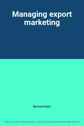 Couverture du produit · Managing export marketing