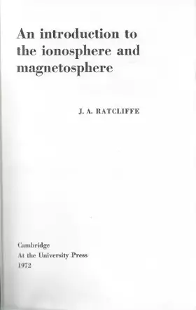 Couverture du produit · An Introduction to Ionosphere and Magnetosphere