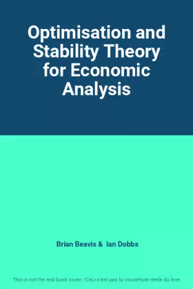 Couverture du produit · Optimisation and Stability Theory for Economic Analysis