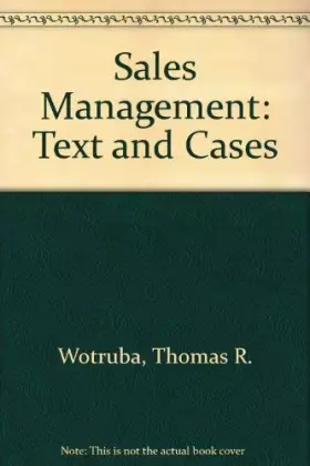 Couverture du produit · Sales Management: Text and Cases