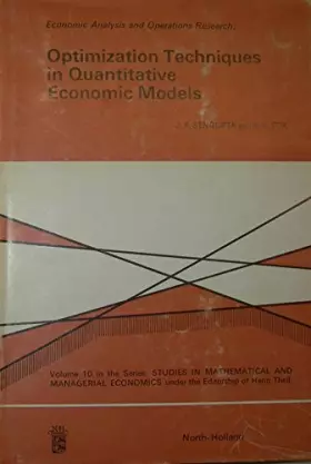 Couverture du produit · Economic Analysis and Operations Research: Optimization Techniques in Quantitative Economic Models