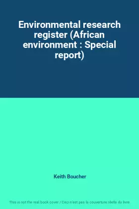 Couverture du produit · Environmental research register (African environment : Special report)