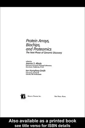 Couverture du produit · Protein Arrays, Biochips and Proteomics (No Series)