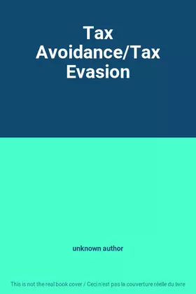 Couverture du produit · Tax Avoidance/Tax Evasion