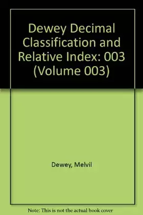 Couverture du produit · Dewey Decimal Classification and Relative Index