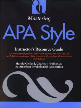Couverture du produit · Mastering Apa Style: Instructor's Resource Guide