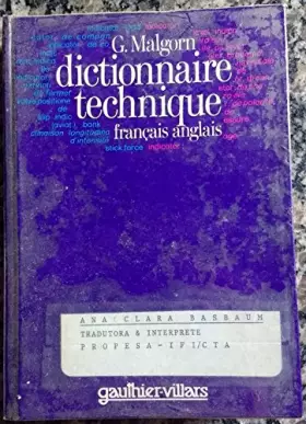 Couverture du produit · DICTIONNAIRE TECHNIQUE FRANCAIS ANGLAIS