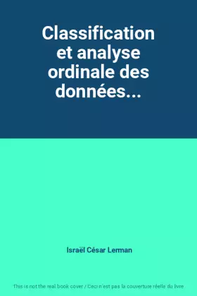 Couverture du produit · Classification et analyse ordinale des données...