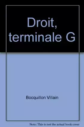 Couverture du produit · Droit, terminale G