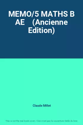 Couverture du produit · MEMO/5 MATHS B AE    (Ancienne Edition)