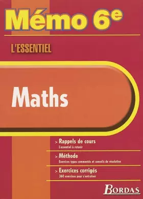Couverture du produit · MEMO ESSENTIEL MATHS 6E (Ancienne Edition)