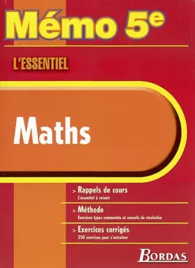 Couverture du produit · MEMO ESSENTIEL MATHS 5E    (Ancienne Edition)