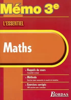 Couverture du produit · MEMO ESSENTIEL MATHS 3E    (Ancienne Edition)