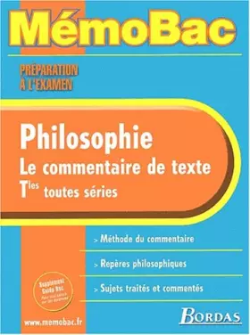 Couverture du produit · MEMO PREPA.EXAM.PHILO COMMENTAIRE TEXTE (Ancienne Edition)