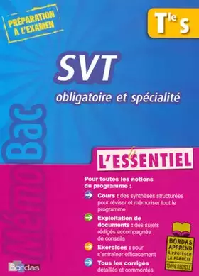 Couverture du produit · MEMOBAC ESSENTIEL SVT TERM S