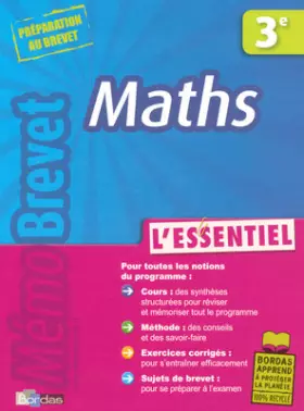 Couverture du produit · MEMOBREVET ESSENTIEL MATHS 3E