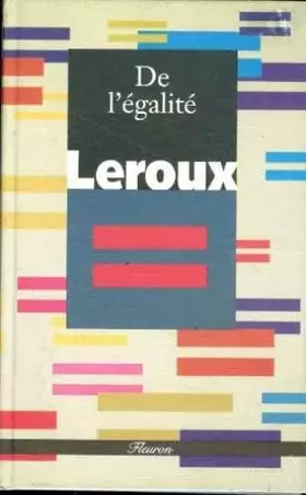 Couverture du produit · DE L'EGALITE