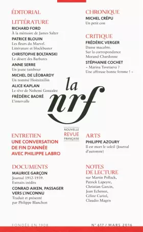 Couverture du produit · La Nouvelle Revue Française
