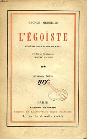 Couverture du produit · L'EGOISTE: COMEDIE SOUS FORME DE RECIT