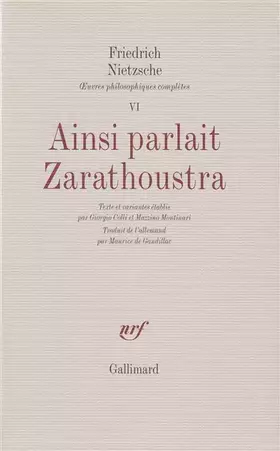 Couverture du produit · Ainsi parlait Zarathoustra