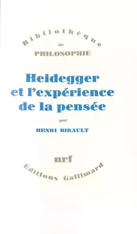 Couverture du produit · Heidegger et l'expérience de la pensée