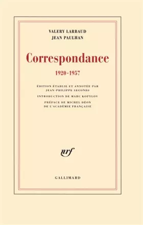 Couverture du produit · Correspondance: (1920-1957)