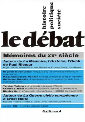Couverture du produit · Le Débat, numéro 122 : Mémoires du 20e siècle