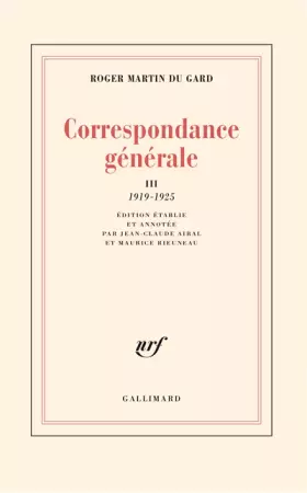 Couverture du produit · Correspondance générale (Tome 3-1919-1925)