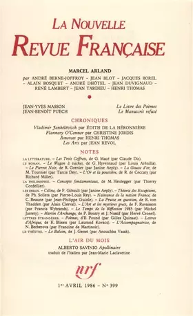 Couverture du produit · La N.R.F. numéro 399, avril 1986