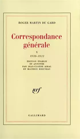 Couverture du produit · Correspondance générale (Tome 5-1930-1932)