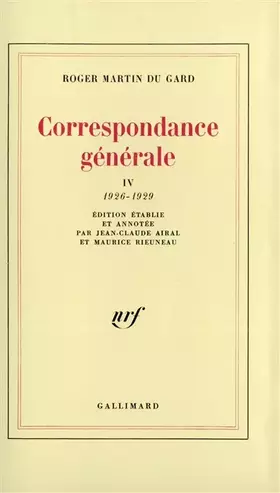 Couverture du produit · Correspondance générale (Tome 4-1926-1929)
