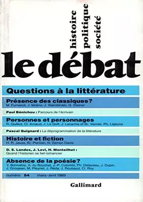 Couverture du produit · "Le Débat, numéro 54, mars 1989