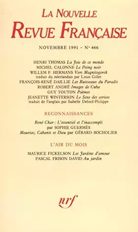 Couverture du produit · La N.R.F. numéro 466, novembre 1991