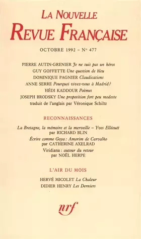 Couverture du produit · La N.R.F., numéro 477