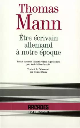 Couverture du produit · Etre écrivain allemand à notre époque