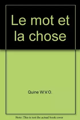 Couverture du produit · Le mot et la chose