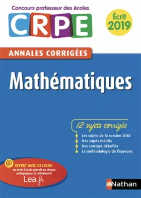 Couverture du produit · Annales CRPE Mathématiques - Ecrit 2019