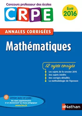Couverture du produit · Annales CRPE 2016 : Mathématiques