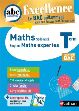 Couverture du produit · Maths & Maths expertes Terminale - ABC Excellence - Bac 2027 - Enseignement de spécialité et option Maths expertes - Cours complets, méthode