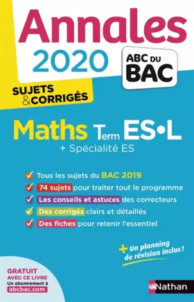 Couverture du produit · Annales ABC du BAC 2020 Maths Term ES-L - corrigé