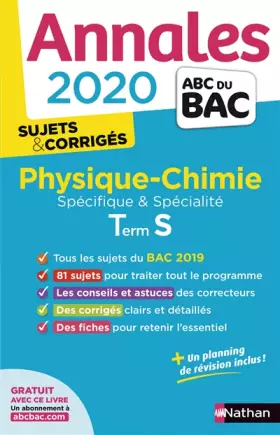 Couverture du produit · Annales ABC du BAC 2020 Physique-Chimie Term S