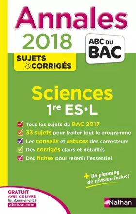 Couverture du produit · Annales ABC du Bac Sciences 1re ES-L 2018