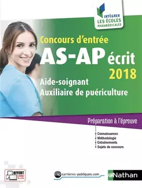 Couverture du produit · Concours d'entrée AS-AP - Ecrit -2018