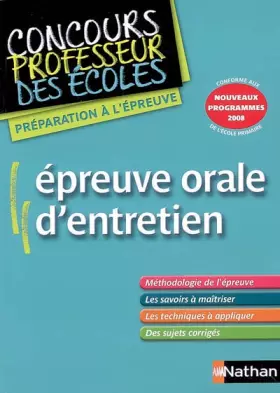 Couverture du produit · Epreuve Orale d'Entretien - CRPE