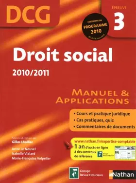 Couverture du produit · DROIT SOCIAL EPREUVE 3 DCG
