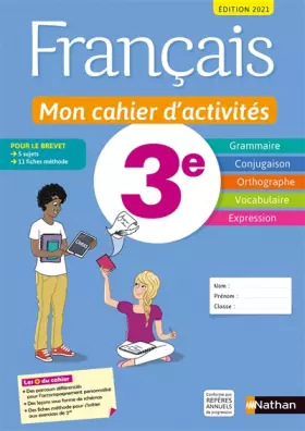 Couverture du produit · Français - Mon cahier d'activités - 3e - Edition 2021