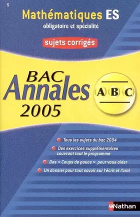 Couverture du produit · Mathématiques Bac ES : Sujets corrigés